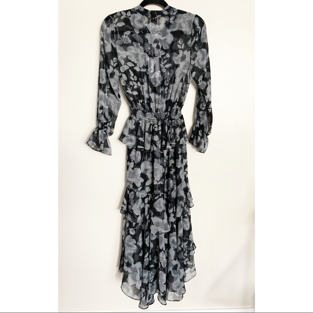 MISA Los Angeles Black Foral Agnese Midi Dress S - Picture 3 of 14